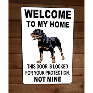 Door is Locked for Your Protection Rottweiler Dog‎ 8x12 Metal Wall Animal Sign